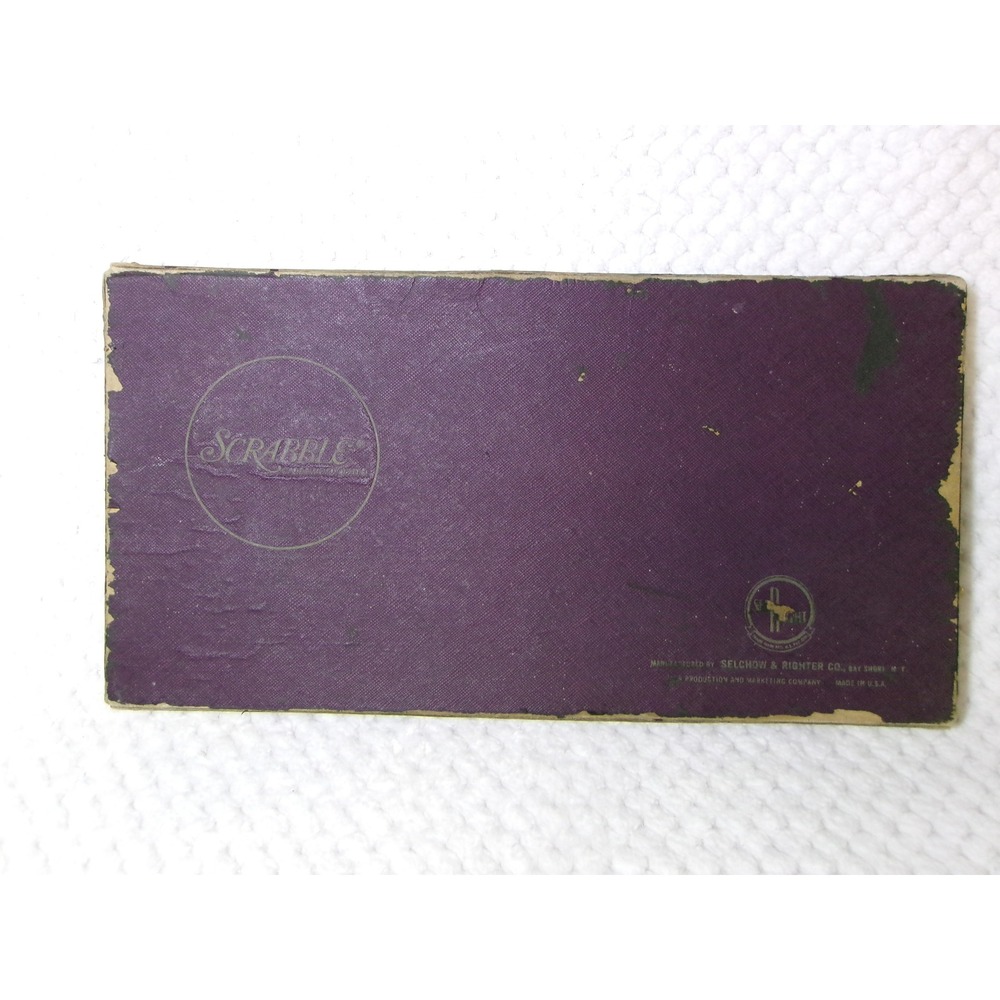 Vintage Scrabble Board Game Selchow & Righter Co Wooden Tiles 1953 Purple Box